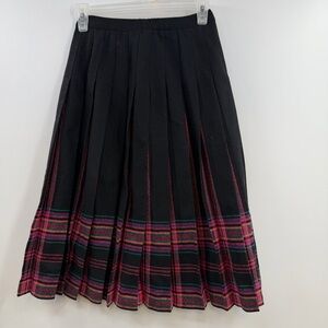 Vintage Pendleton Wool Pleated Skirt Plaid Hem USA Petite 4P Dark Academia